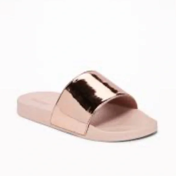 Old Navy Shoes Old Navy Pink Rose Gold Pool Slide Sandals Nwt